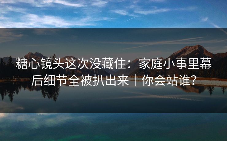 糖心镜头这次没藏住：家庭小事里幕后细节全被扒出来｜你会站谁？